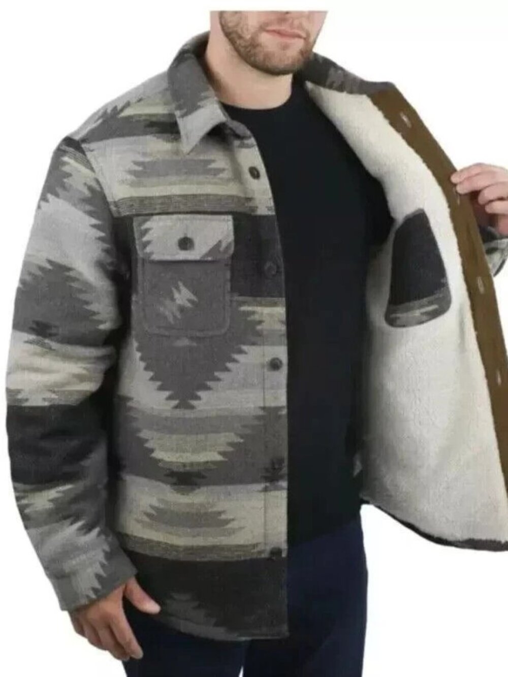 Jachs Men's Size 3XL XXXL Tan Wool Blend Sherpa Lined Jacket Shacket NWT